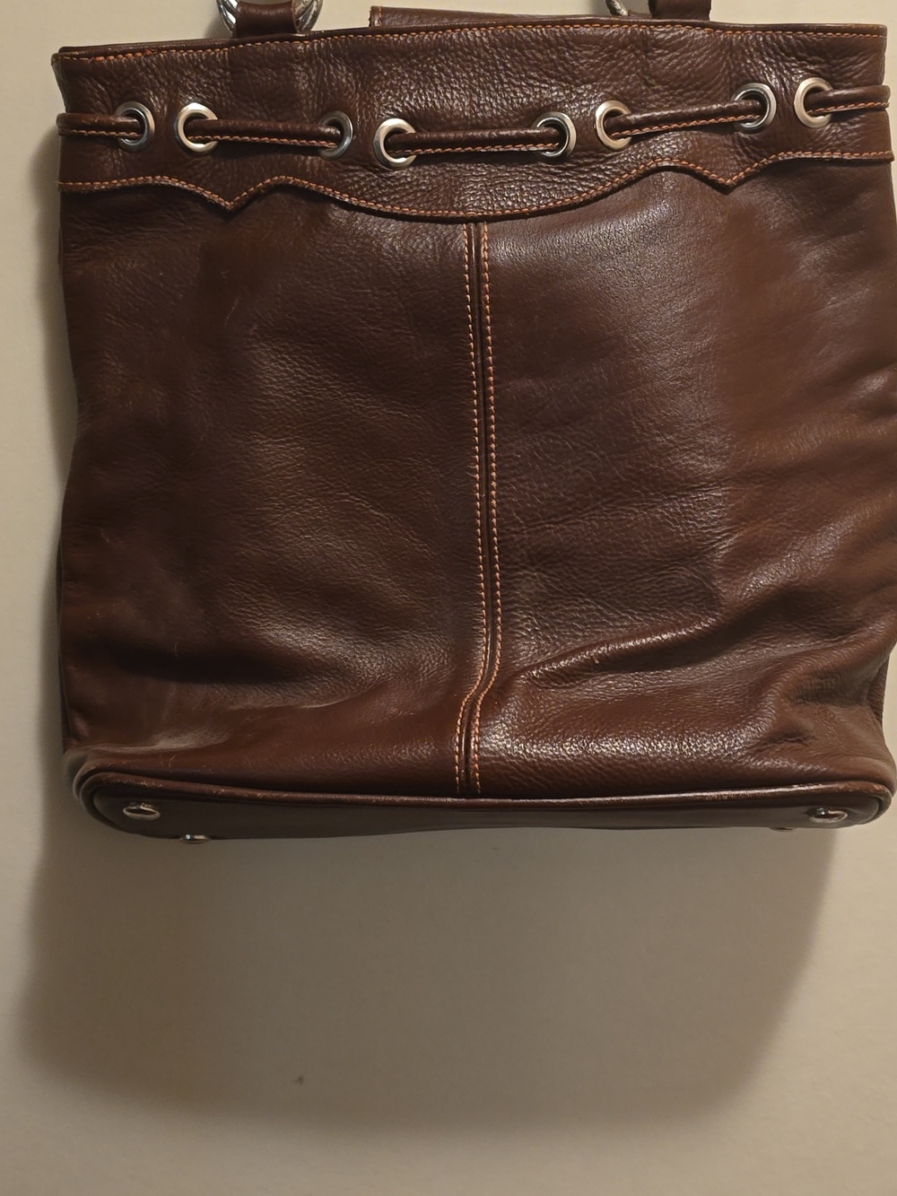 American West Brown Tooled Leather Shoulder Bag with Concho - Picture 3 of 7